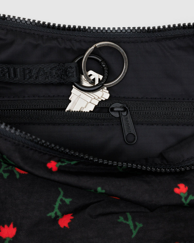 BAGGU New Arrivals Medium Nylon Crescent Bag - Painted Wildflower