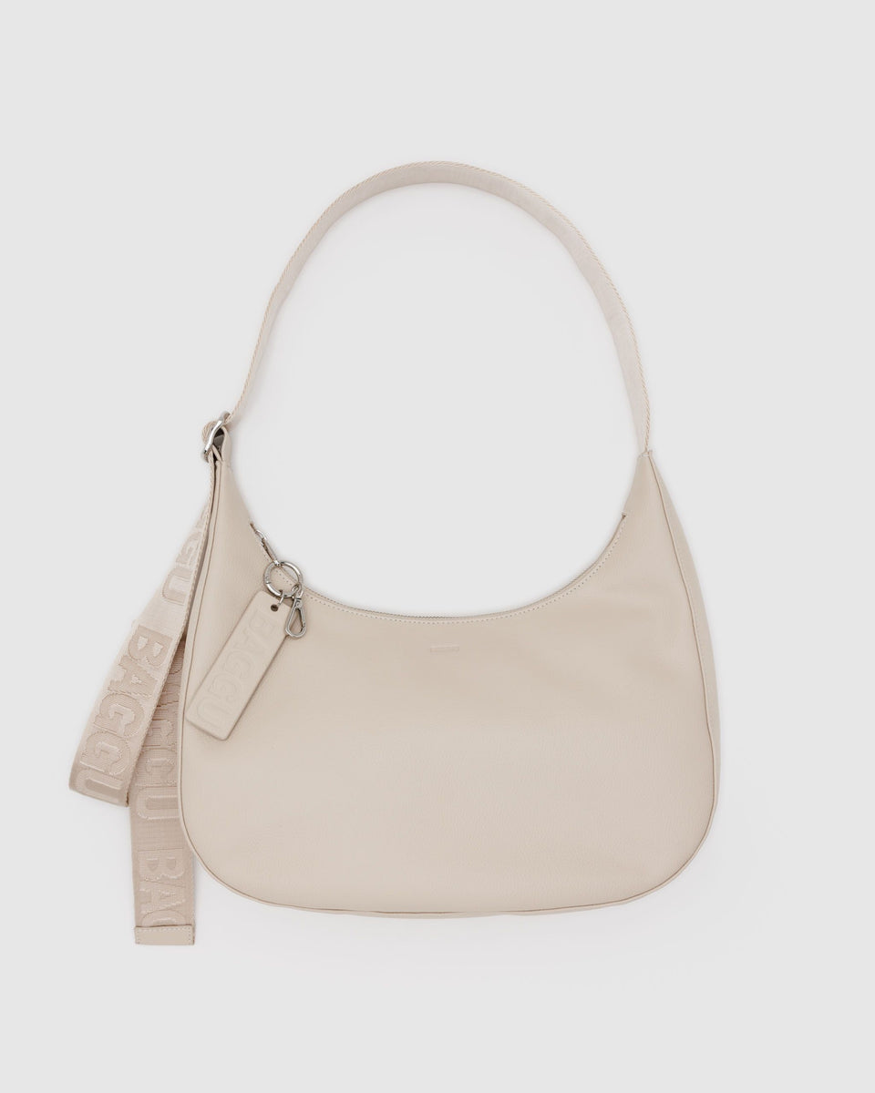 BAGGU Products Medium Recycled Leather Crescent Bag - Stone