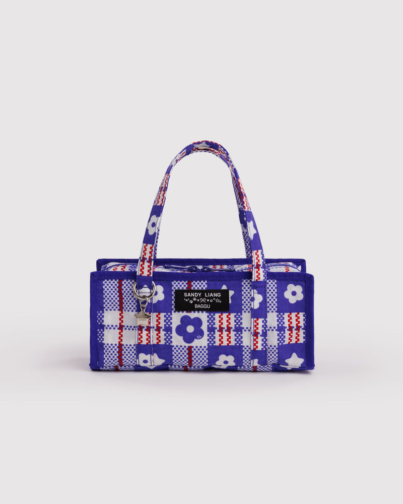 BAGGU  Mini Nylon Market Bag - Market Plaid Blue