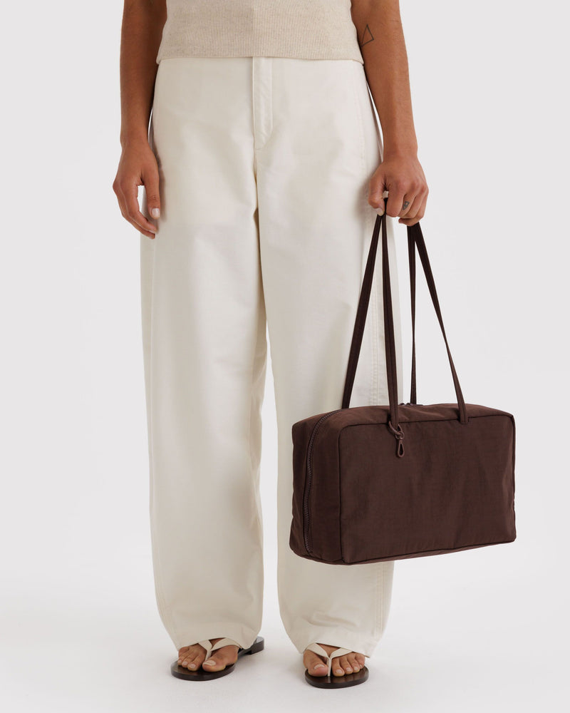 BAGGU  Medium Nylon Bowler Bag - Coffee