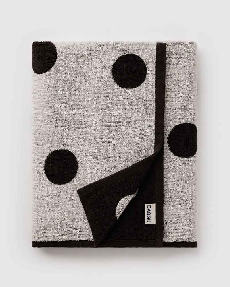 BAGGU  Bath Towel - Cream and Black Polka Dot