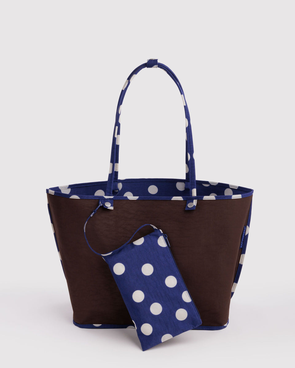 BAGGU ALL PRODUCTS (except Sandy Liang) Large Nylon Reversible Tote - Navy Polka Dot Mix