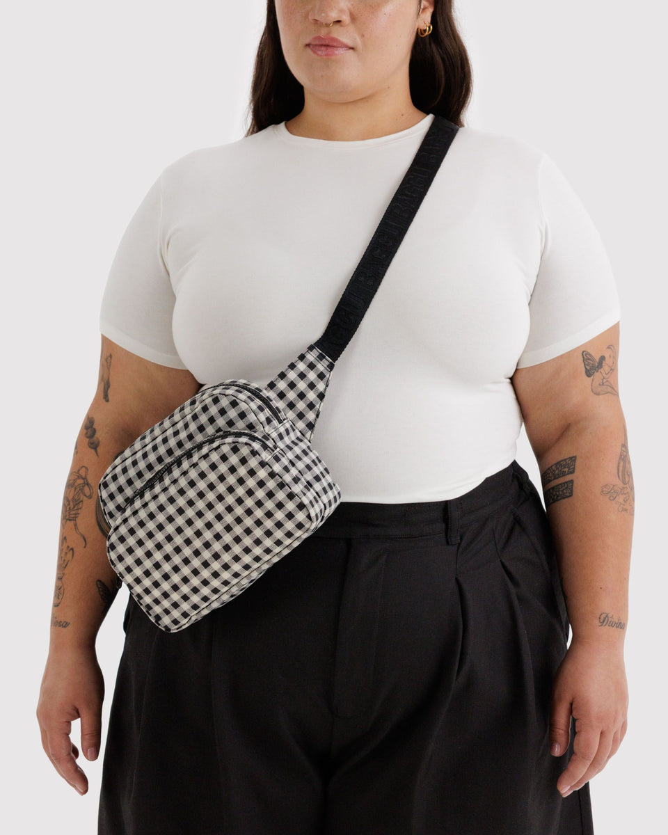 BAGGU Crossbody Bags Fanny Pack - Black & White Gingham