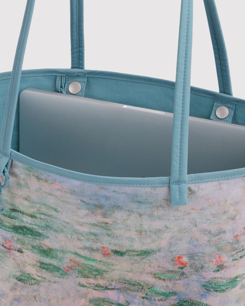 BAGGU  Medium Nylon Reversible Tote - Water Lilies Claude Monet