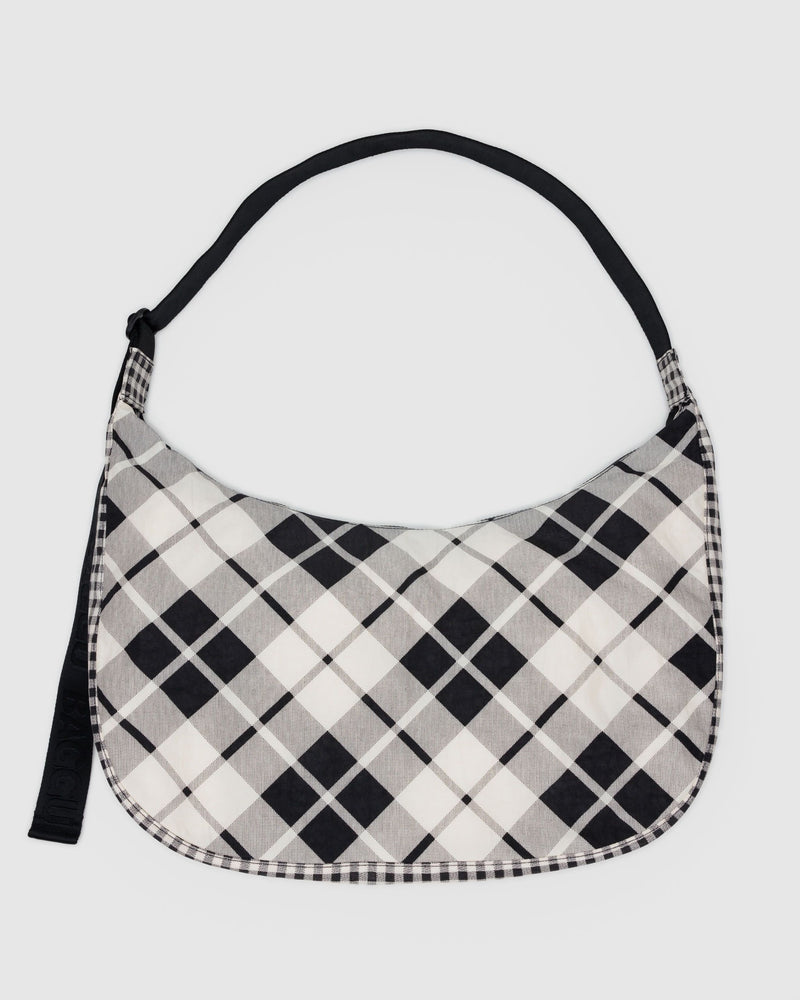 BAGGU  Large Nylon Crescent Bag - Mixed Plaid