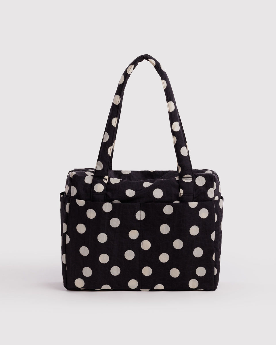 BAGGU PRODUCTS Small Cloud Carry-On - Black and Cream Polka Dot