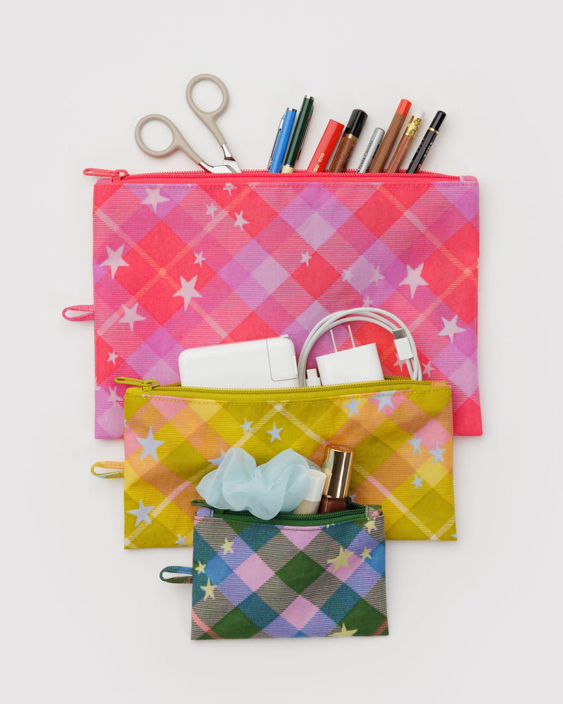 BAGGU.com Organization Flat Pouch Set - Star Plaid