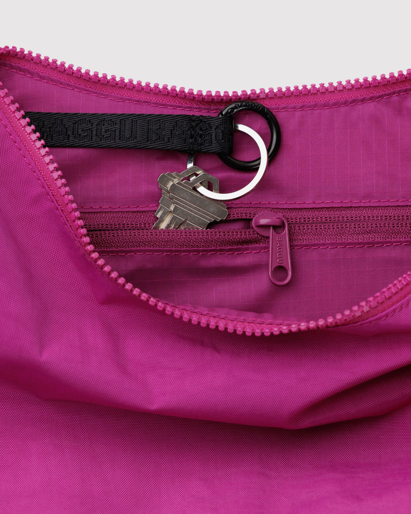 BAGGU New Arrivals Medium Nylon Crescent Bag - Deep Fuchsia