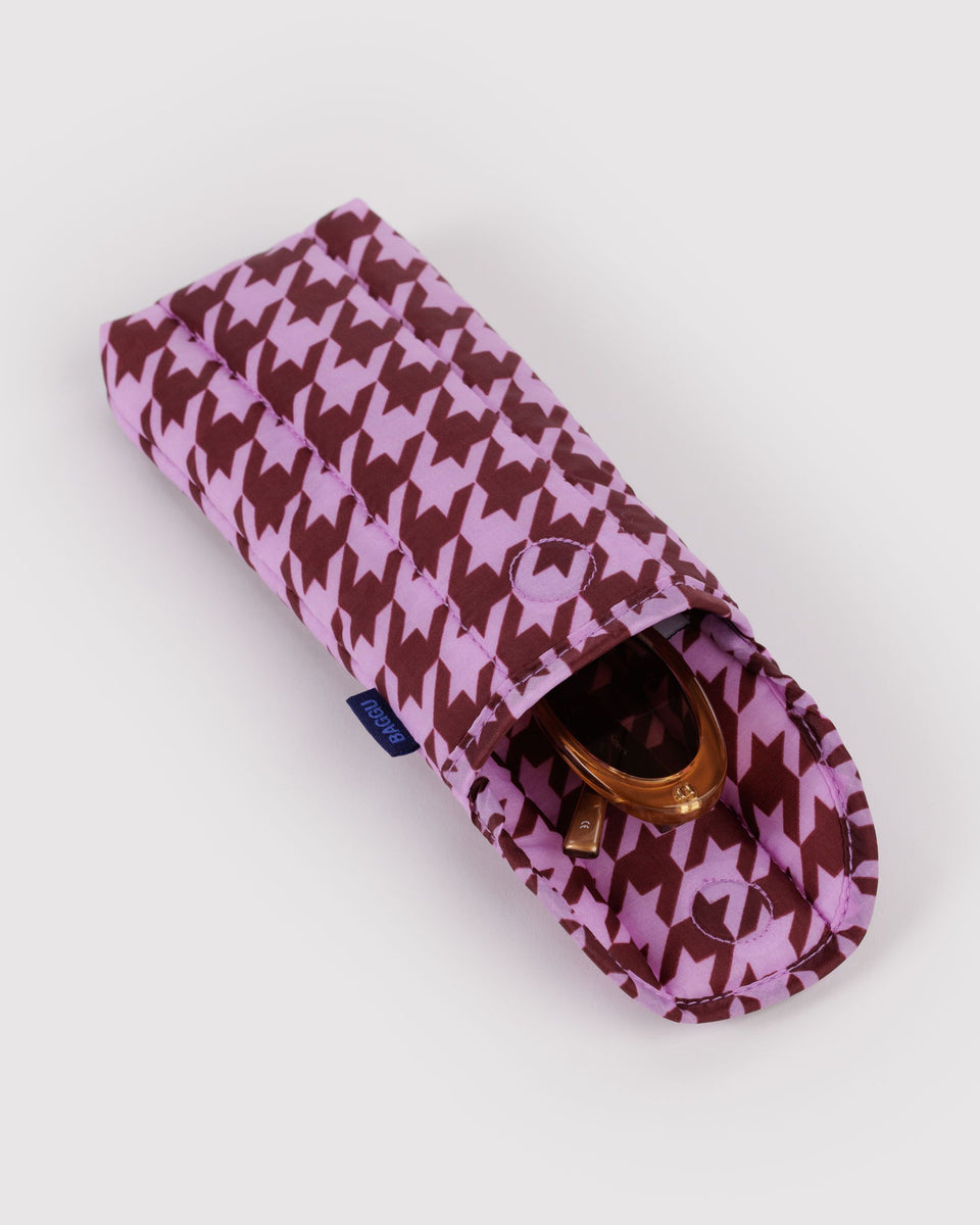 BAGGU Accessories Puffy Glasses Sleeve - Pink Houndstooth