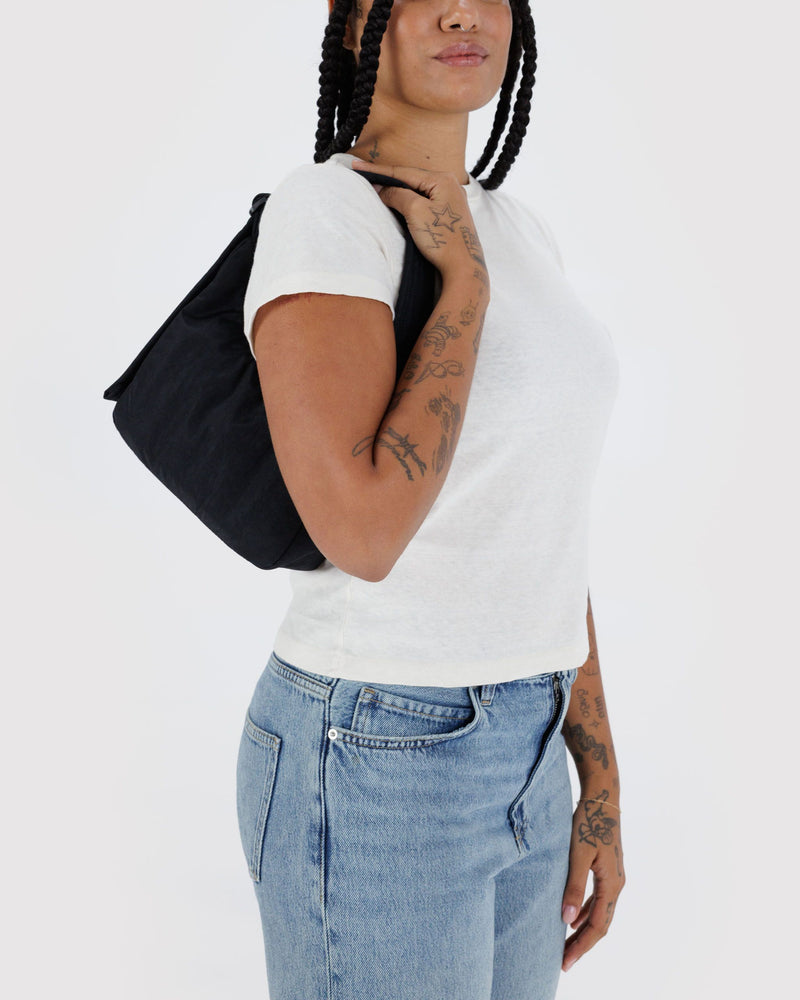 BAGGU  Mini Nylon Shoulder Bag - Black Key Leash