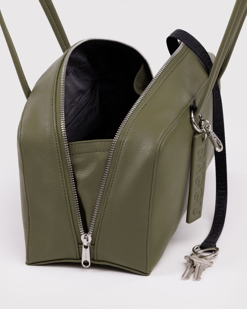 BAGGU  Recycled Leather Bowler Bag - Loden