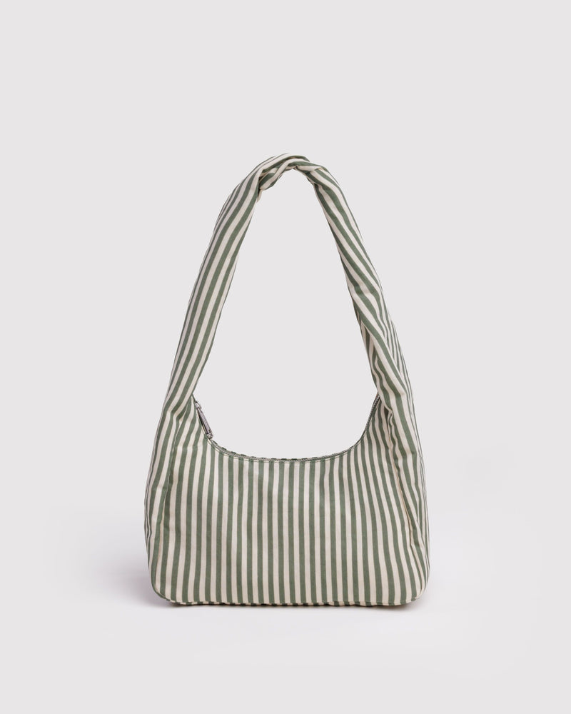 BAGGU  Small Nylon Meringue Bag - Sage Stripe