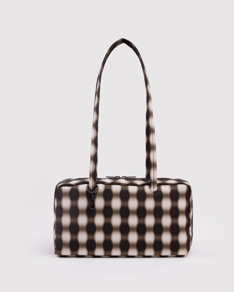 BAGGU Products Nylon Bowler Bag - Blurred Gingham Brown