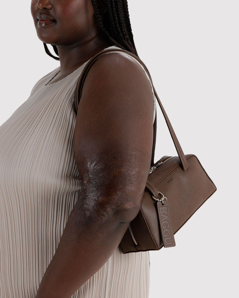 BAGGU  Small Recycled Leather Bowler Bag - Brown