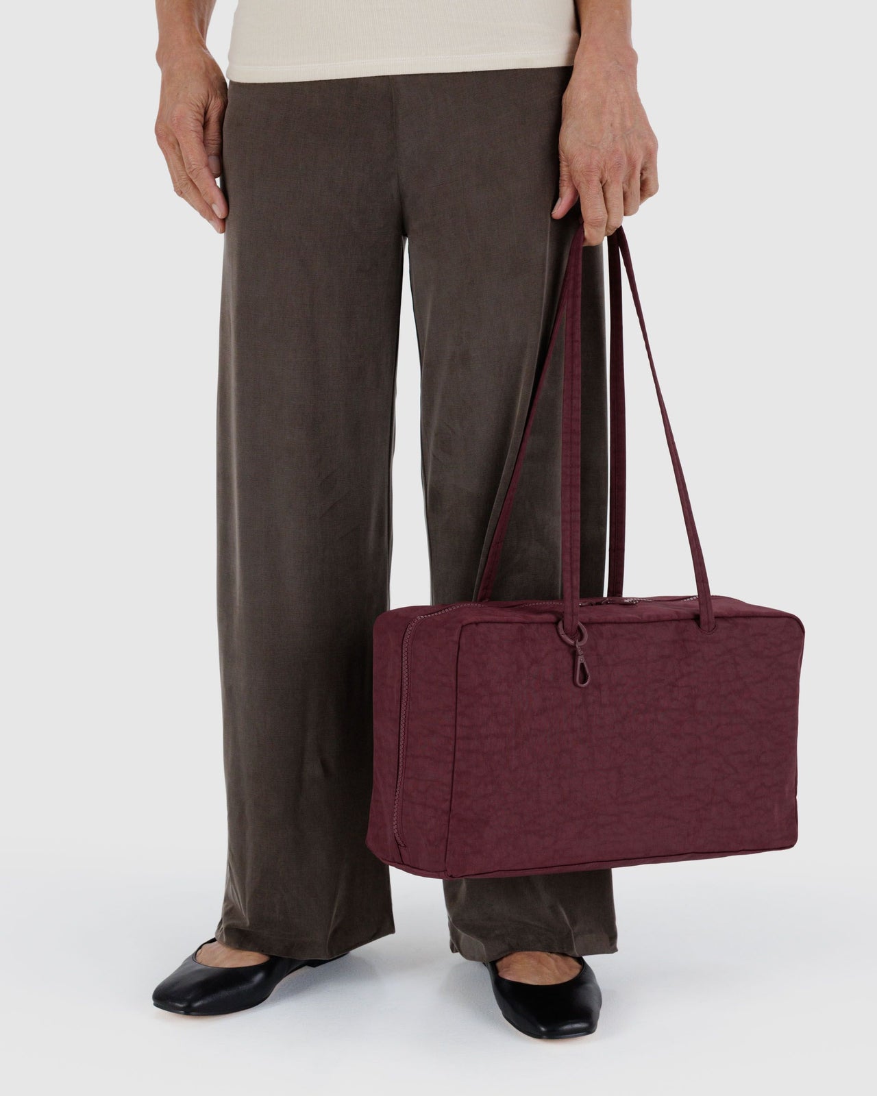 Medium Nylon Bowler Bag - Mahogany
