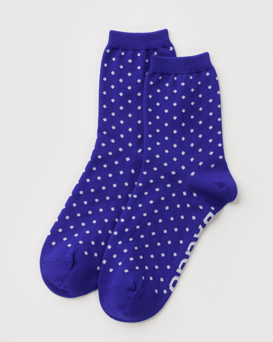 BAGGU Socks - Baggu Functions ONLY Crew Sock - Micro Blue and White Polka Dot