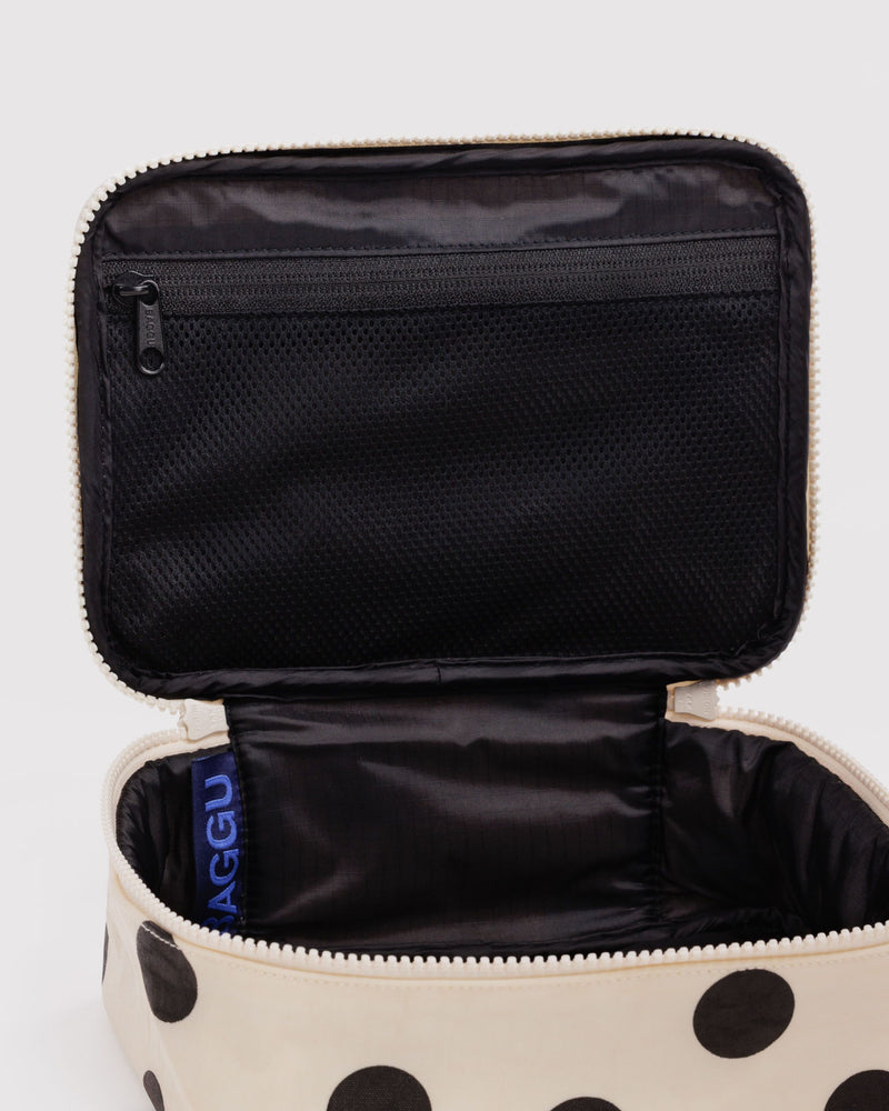 BAGGU  Small Cosmetic Case - Cream and Black Polka Dot