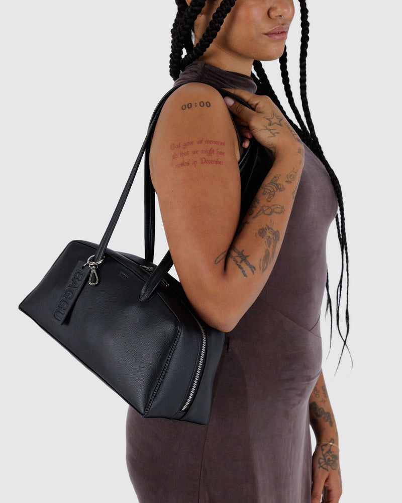 BAGGU  Recycled Leather Bowler Bag - Black