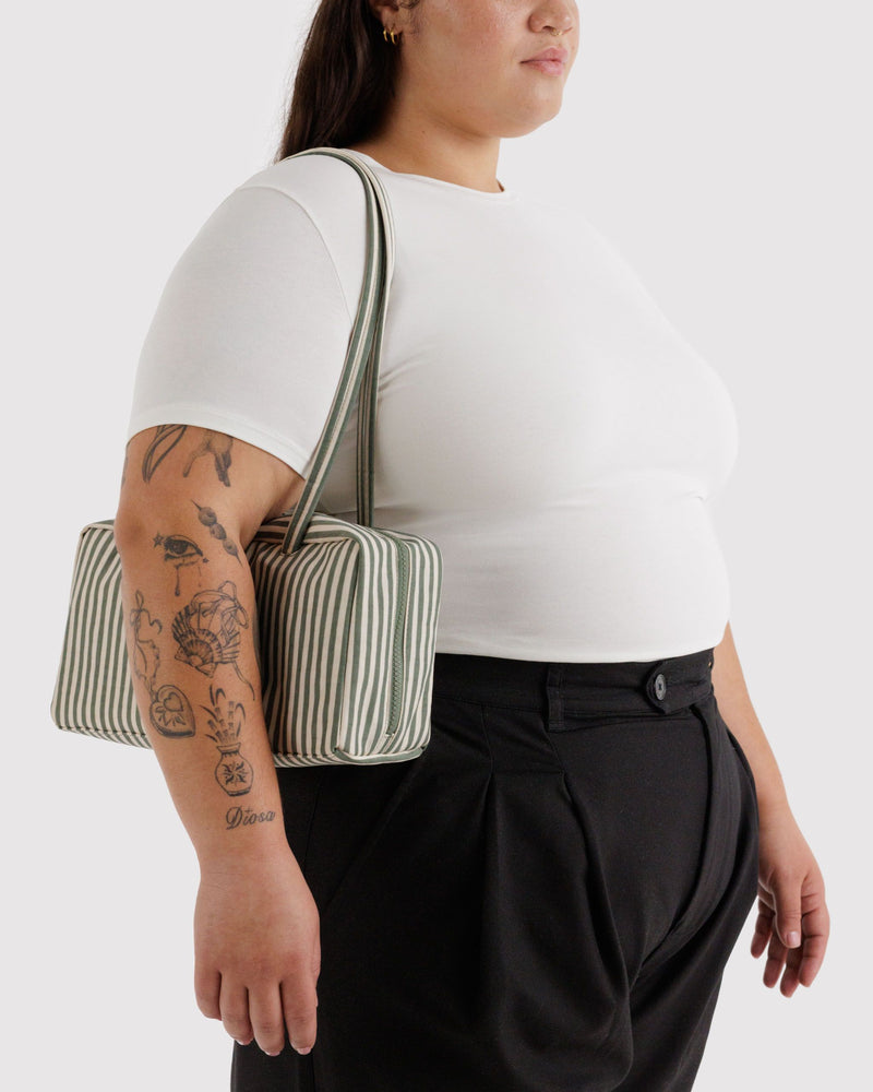 BAGGU  Nylon Bowler Bag - Sage Stripe