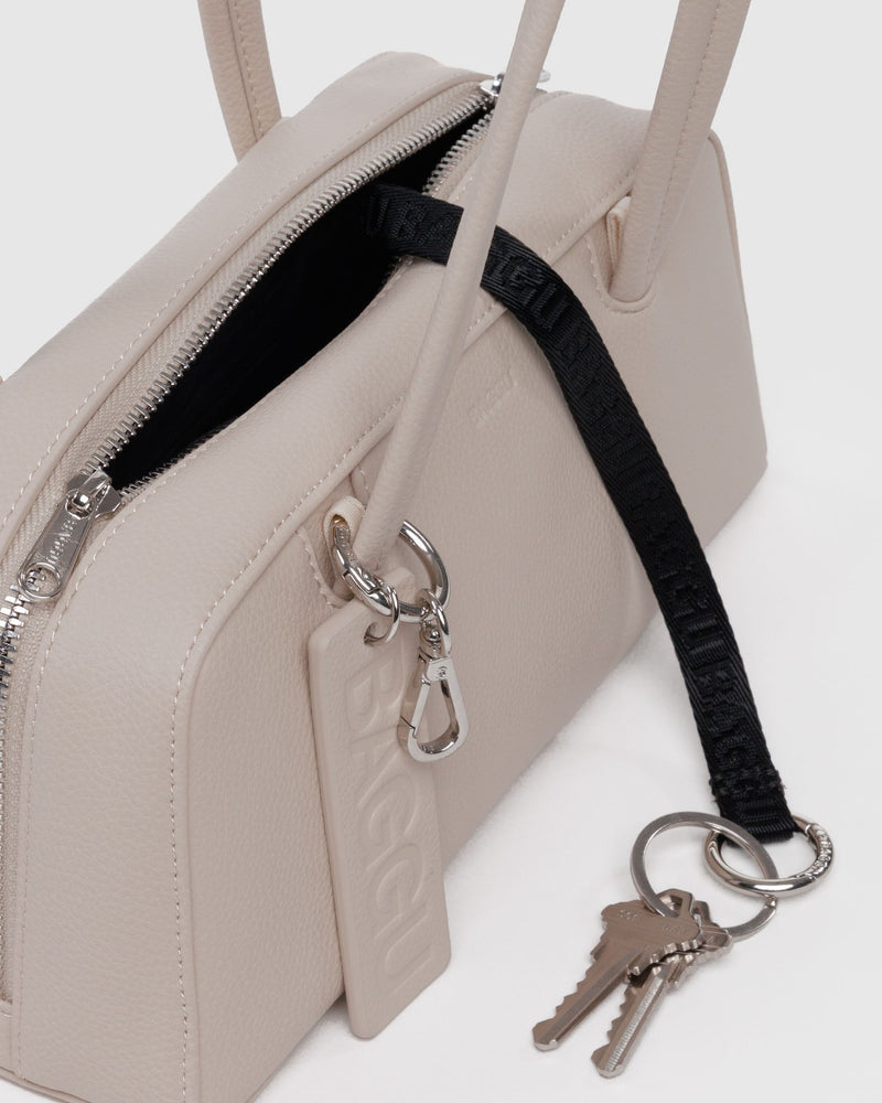 BAGGU  Small Recycled Leather Bowler Bag - Stone