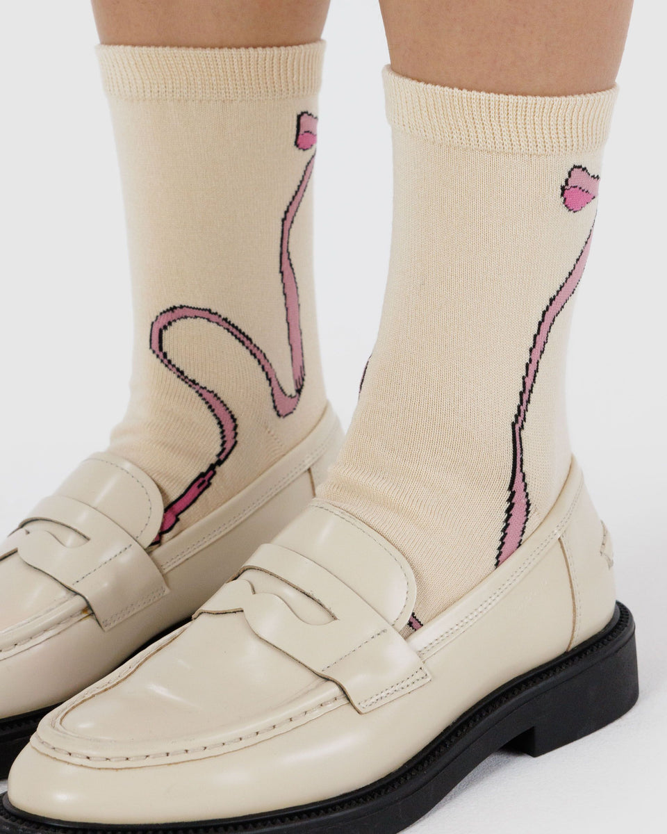 BAGGU Products Crew Sock - Pink Bow