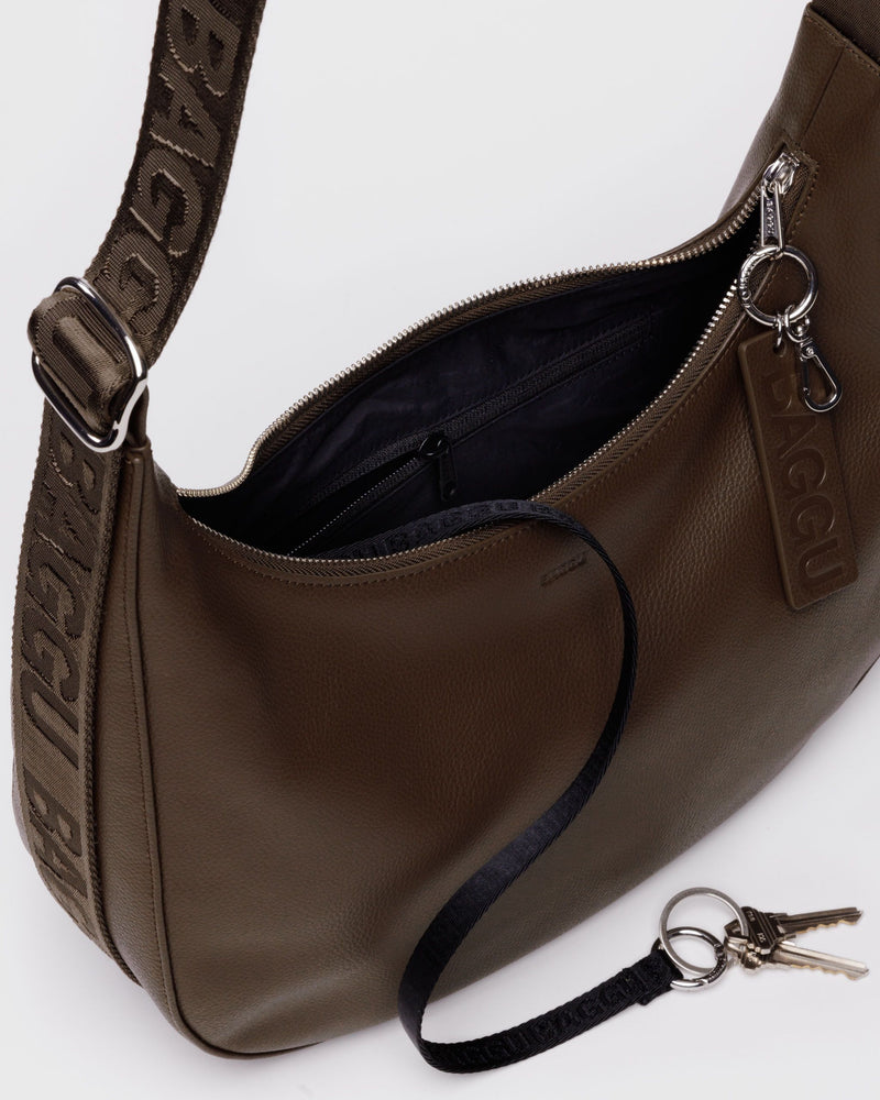 BAGGU  Medium Recycled Leather Crescent Bag - Brown