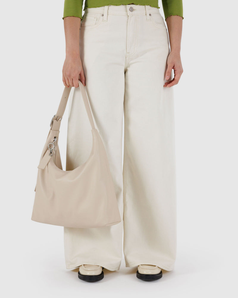 BAGGU  Recycled Leather Shoulder Bag - Stone