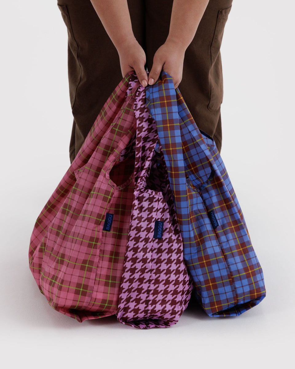 BAGGU Reusable Bags Standard Baggu Set of 3 - Check Mix