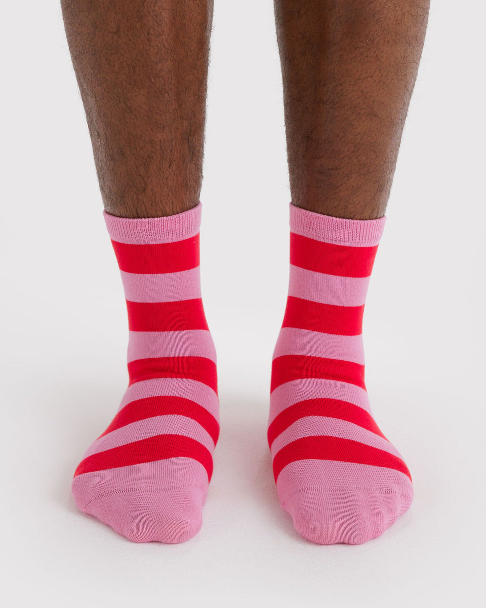 BAGGU Products Crew Sock - Pink Stripe