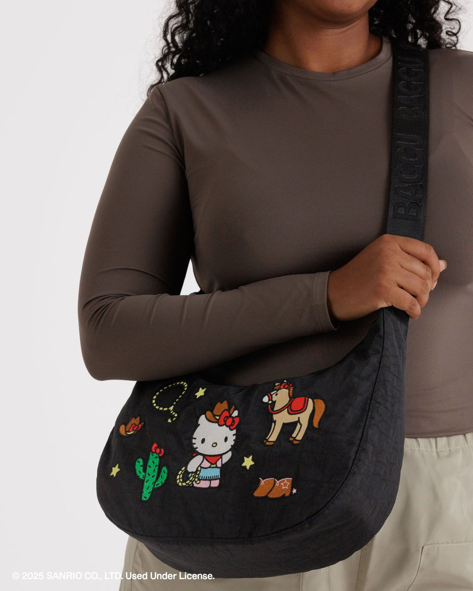 BAGGU New Arrivals Medium Nylon Crescent Bag - Embroidered Hello Kitty Western