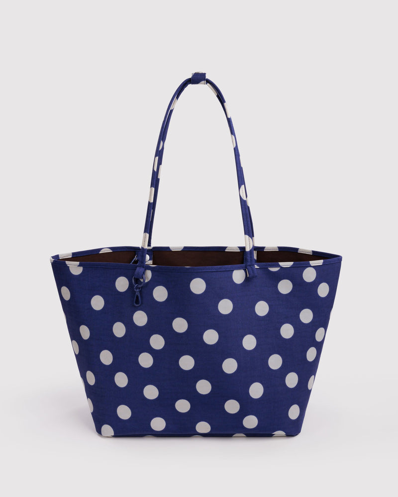 BAGGU  Large Nylon Reversible Tote - Navy Polka Dot Mix