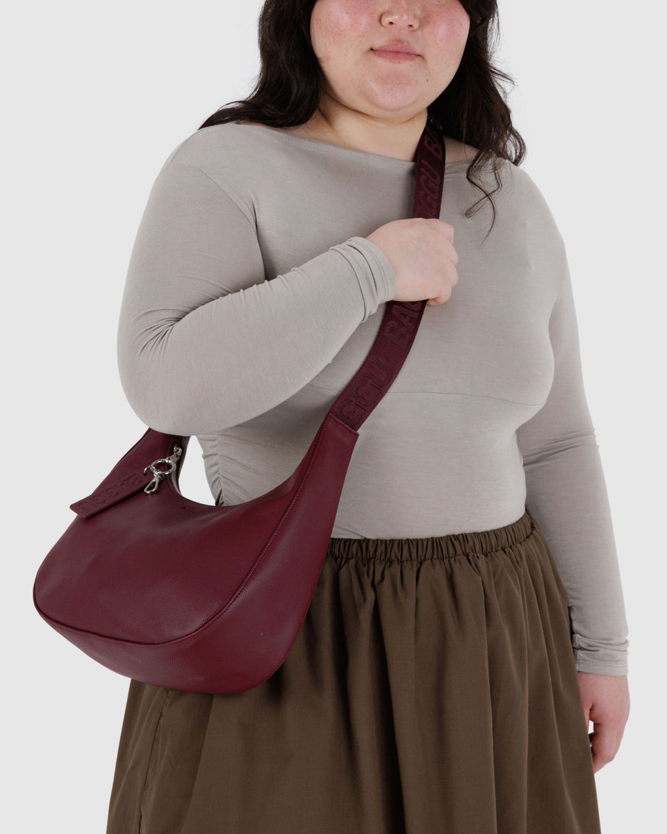 BAGGU Products Medium Recycled Leather Crescent Bag - Mahogany