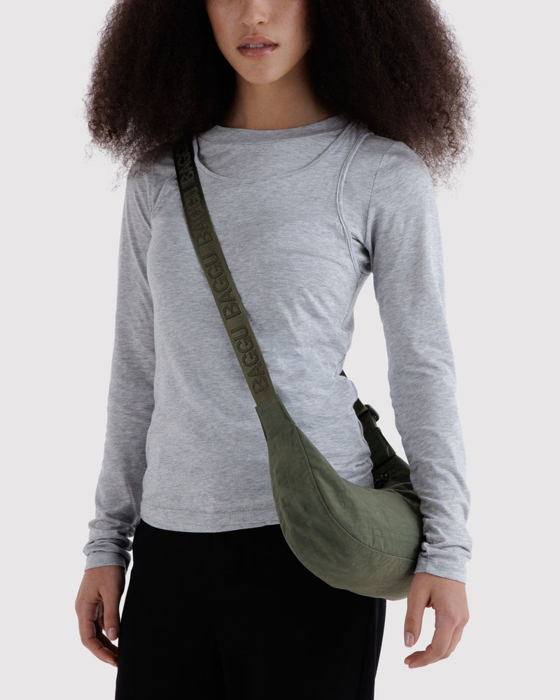 BAGGU  Small Nylon Crescent Bag - Caper