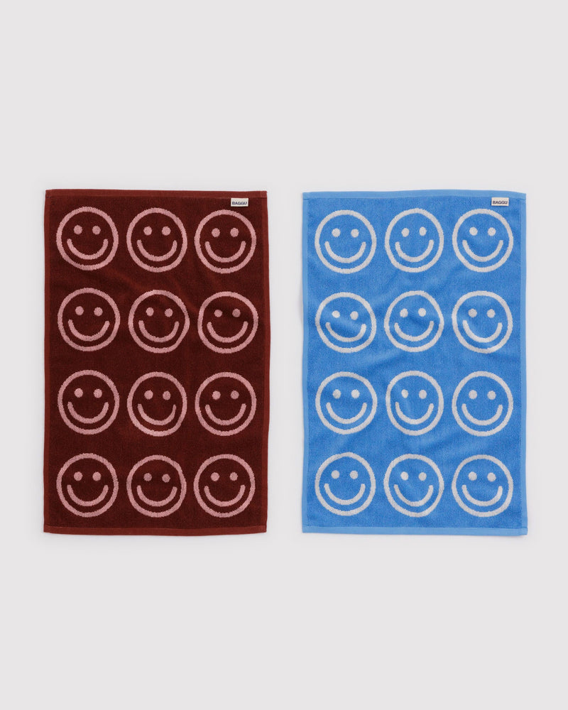 BAGGU  Hand Towel Set of 2 - Sky Blue and Blush Happy