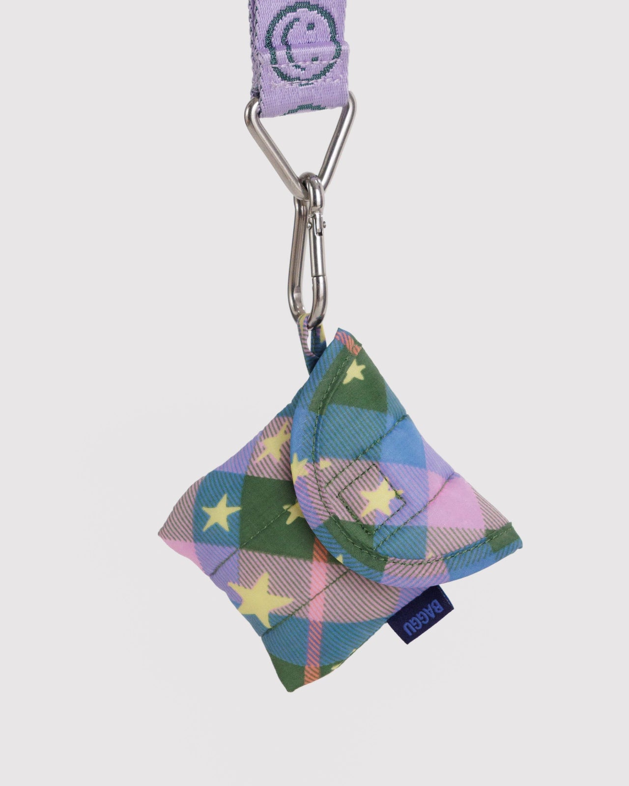 Puffy Earbuds Case - Green Star Plaid