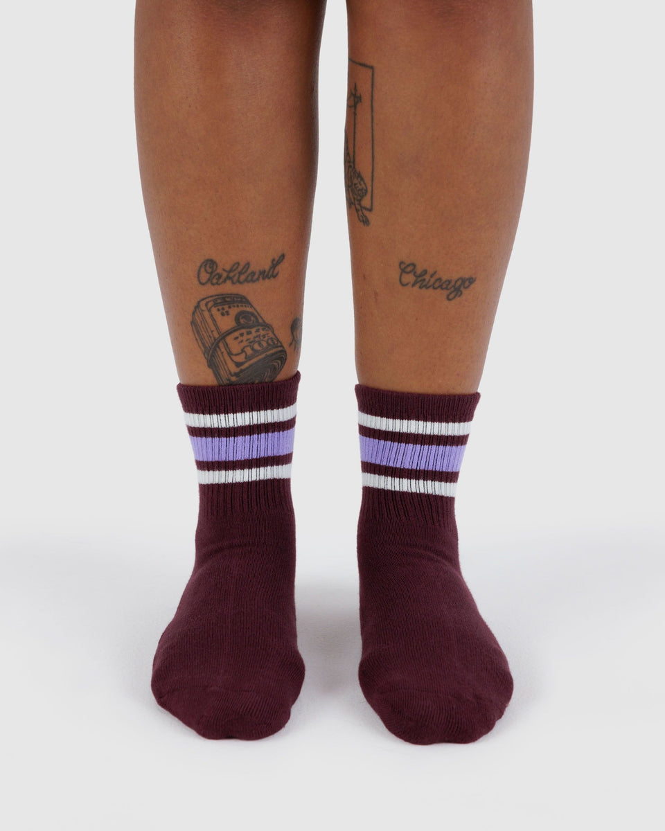 BAGGU Products Ribbed Sock - Mahogany Stripe