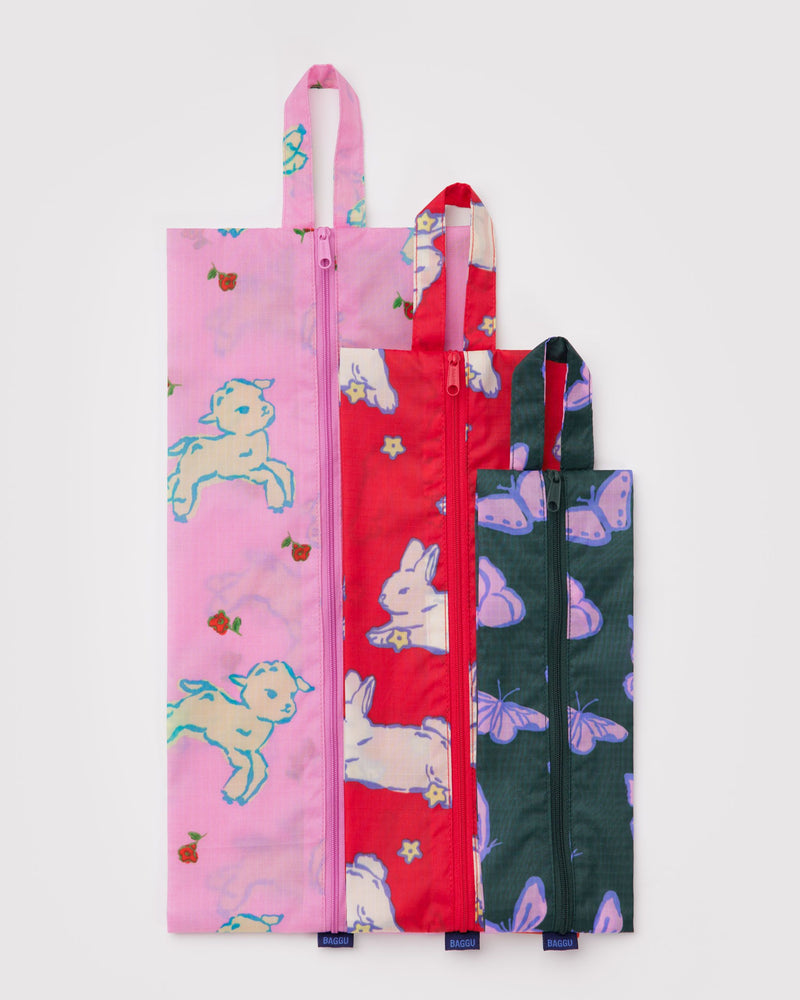 BAGGU Travel 3D Zip Set - Spring Animals