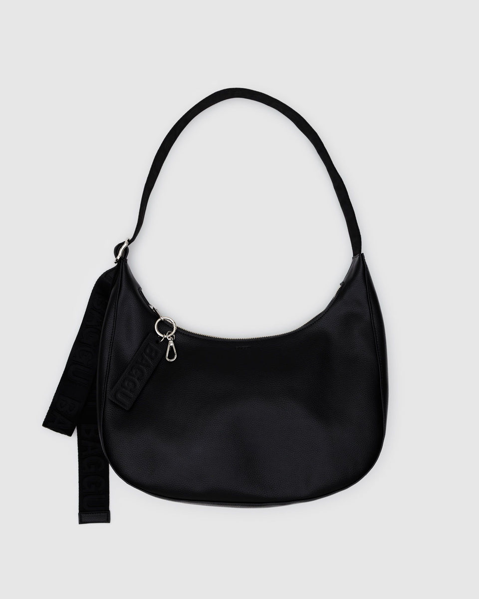 BAGGU Products Medium Recycled Leather Crescent Bag - Black