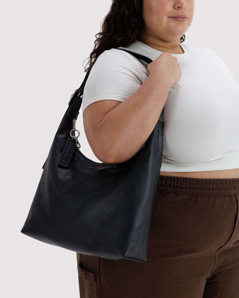 BAGGU  Recycled Leather Shoulder Bag - Black