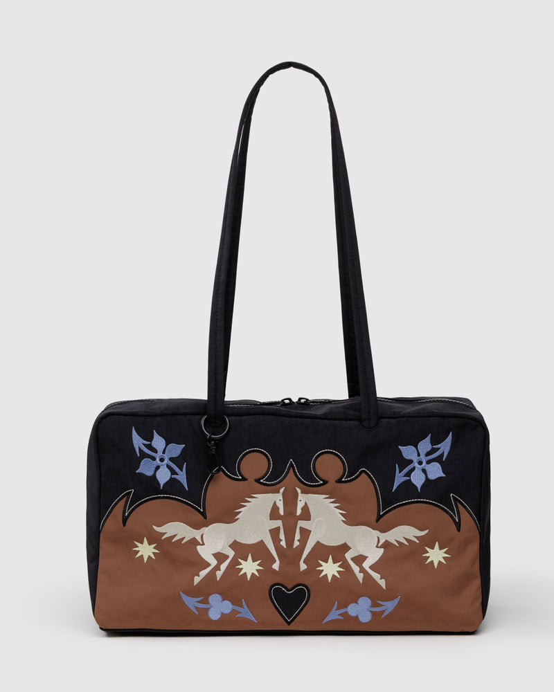 BAGGU  Medium Nylon Bowler Bag - Western Appliqué