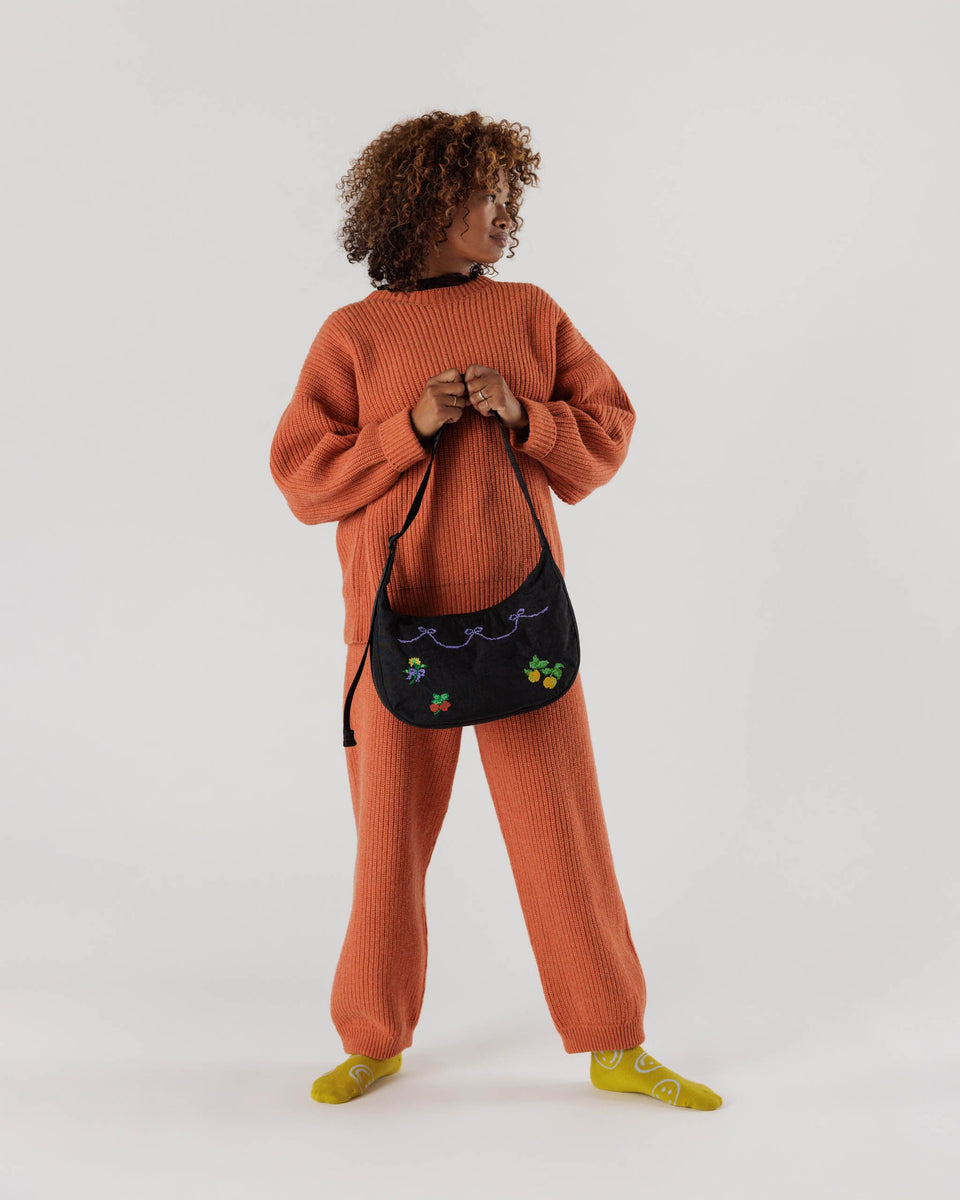 BAGGU Crossbody Bags Medium Nylon Crescent Bag - Cross Stitch