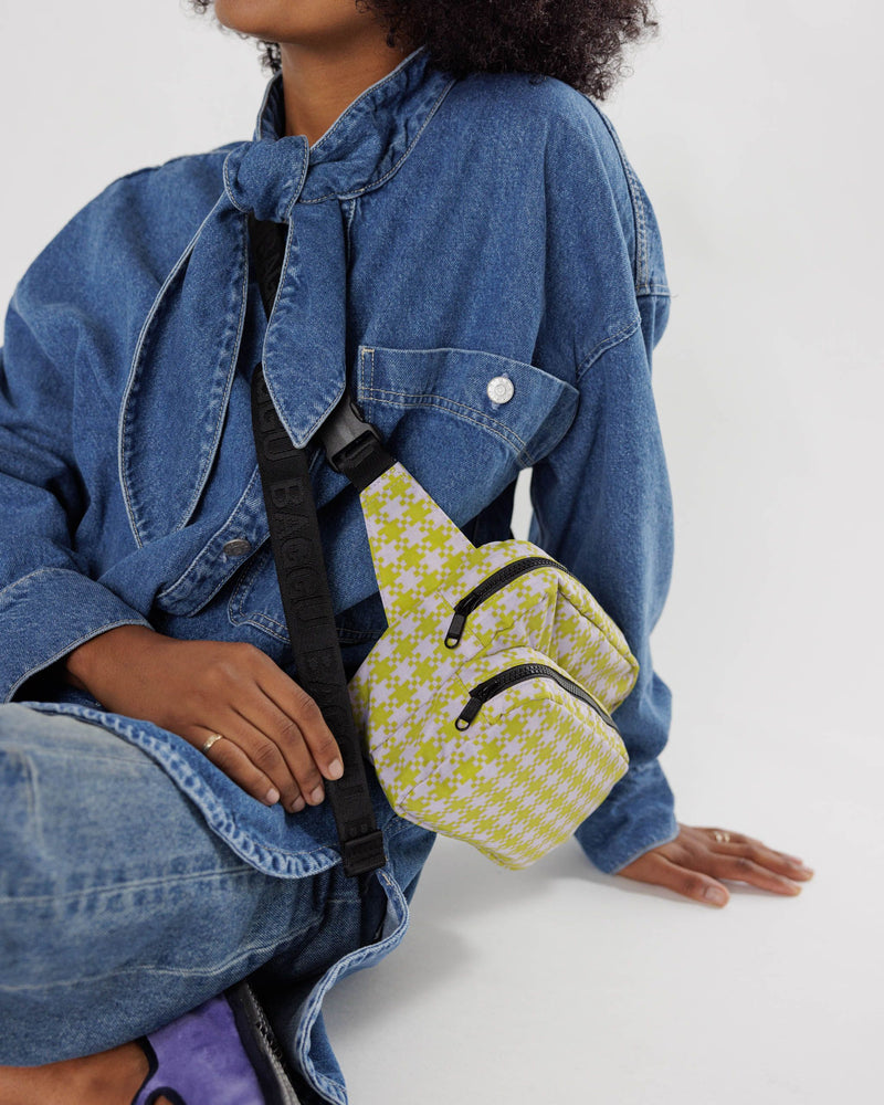 BAGGU Crossbody Bags Fanny Pack - Pink Pistachio Pixel Gingham